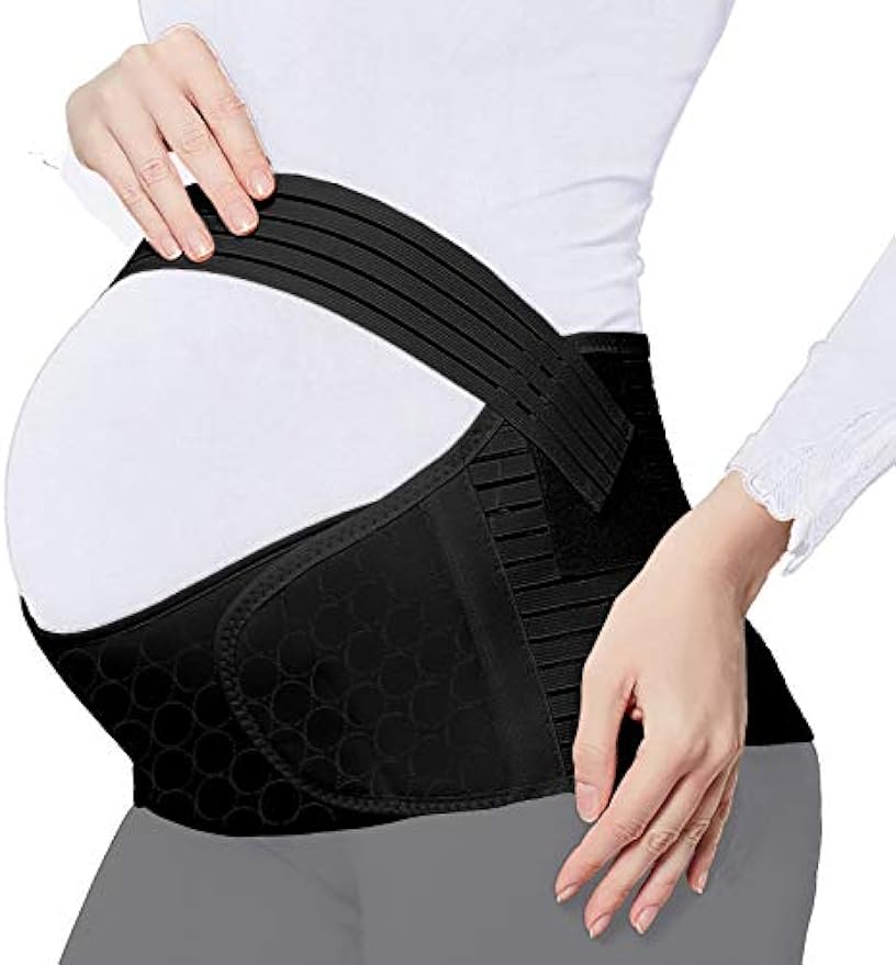 Maternity Belt Pregnancy Back Support Back Brace Lightweight Abdominal Binder Maternity Belly Band for Pregnancy, Black,Large Fit Ab 39.5"-51.3"