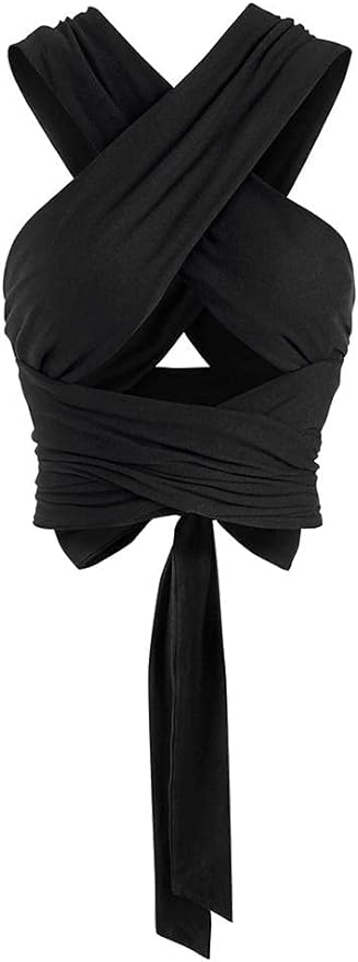 Ribbed Halter Crop Top Ruched Lace-up Cropped Cami Bandana Top Stitching Cropped Tank Top