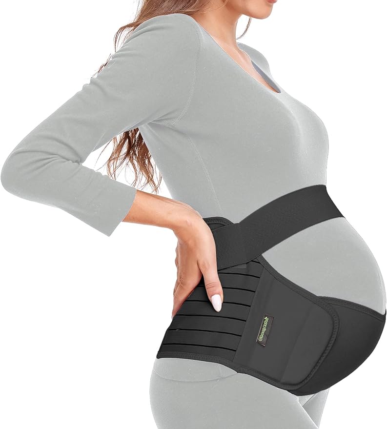 Maternity Belt, Pregnancy 3 in 1 Support Belt for Back/Pelvic/Hip Pain, Maternity Band Belly Support for Pregnancy Belly Support Band (L: Fit Ab 39.5"-51.3", Black)